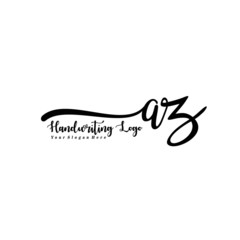  AZ Letter Handwriting Vector. Black Handwriting Logo