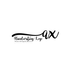  AX Letter Handwriting Vector. Black Handwriting Logo