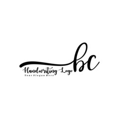  BC Letter Handwriting Vector. Black Handwriting Logo
