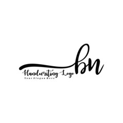  BN Letter Handwriting Vector. Black Handwriting Logo