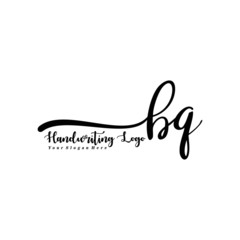  BQ Letter Handwriting Vector. Black Handwriting Logo