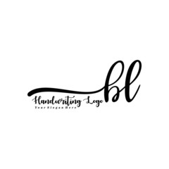  BL Letter Handwriting Vector. Black Handwriting Logo