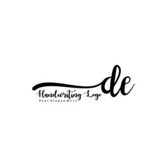 DE Letter Handwriting Vector. Black Handwriting Logo