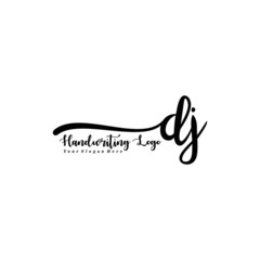 DJ Letter Handwriting Vector. Black Handwriting Logo