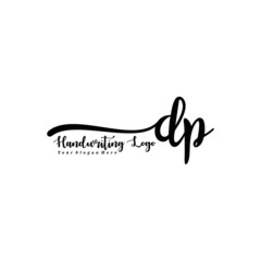 DP Letter Handwriting Vector. Black Handwriting Logo