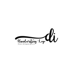 DI Letter Handwriting Vector. Black Handwriting Logo