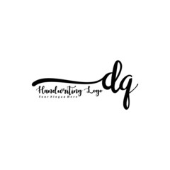 DQ Letter Handwriting Vector. Black Handwriting Logo