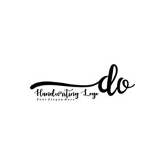 DO Letter Handwriting Vector. Black Handwriting Logo