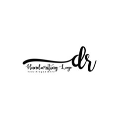 DR Letter Handwriting Vector. Black Handwriting Logo