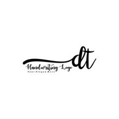 DT Letter Handwriting Vector. Black Handwriting Logo