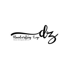 DZ Letter Handwriting Vector. Black Handwriting Logo