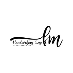 FM Letter Handwriting Vector. Black Handwriting Logo