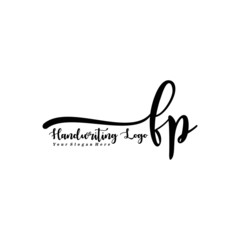 FP Letter Handwriting Vector. Black Handwriting Logo