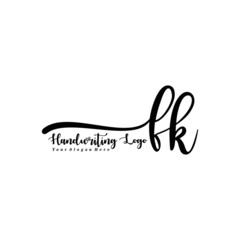 FK Letter Handwriting Vector. Black Handwriting Logo