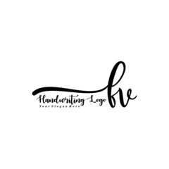 FV Letter Handwriting Vector. Black Handwriting Logo