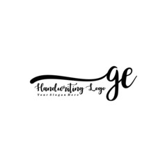 GE Letter Handwriting Vector. Black Handwriting Logo