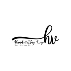 HV Letter Handwriting Vector. Black Handwriting Logo