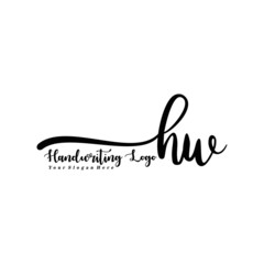 HW Letter Handwriting Vector. Black Handwriting Logo
