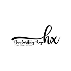 HX Letter Handwriting Vector. Black Handwriting Logo
