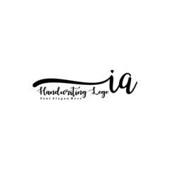 IA Letter Handwriting Vector. Black Handwriting Logo