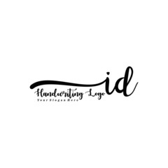 ID Letter Handwriting Vector. Black Handwriting Logo
