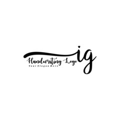IG Letter Handwriting Vector. Black Handwriting Logo