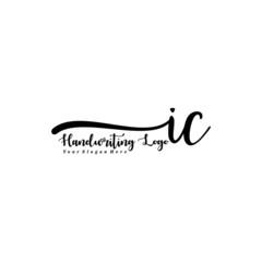 IC Letter Handwriting Vector. Black Handwriting Logo