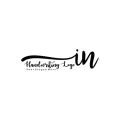 IN Letter Handwriting Vector. Black Handwriting Logo