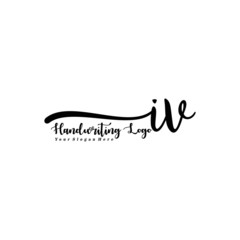 Obraz premium IV Letter Handwriting Vector. Black Handwriting Logo