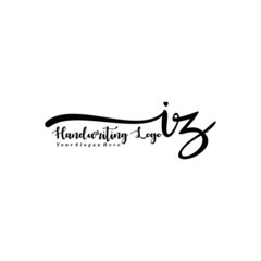 IZ Letter Handwriting Vector. Black Handwriting Logo