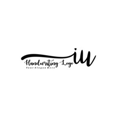 IU Letter Handwriting Vector. Black Handwriting Logo