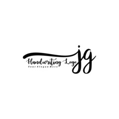 JG Letter Handwriting Vector. Black Handwriting Logo
