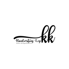 KK Letter Handwriting Vector. Black Handwriting Logo