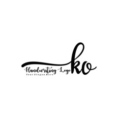 KO Letter Handwriting Vector. Black Handwriting Logo