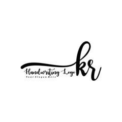 KR Letter Handwriting Vector. Black Handwriting Logo