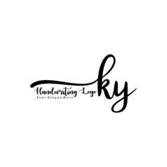 KY Letter Handwriting Vector. Black Handwriting Logo