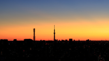Tokyo skyline at sunrise