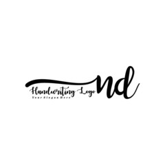 ND Letter Handwriting Vector. Black Handwriting Logo