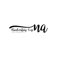 NA Letter Handwriting Vector. Black Handwriting Logo