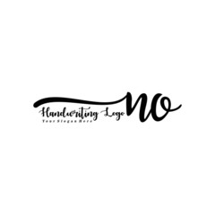NO Letter Handwriting Vector. Black Handwriting Logo