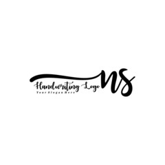 NS Letter Handwriting Vector. Black Handwriting Logo