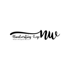 NW Letter Handwriting Vector. Black Handwriting Logo