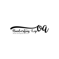 OA Letter Handwriting Vector. Black Handwriting Logo