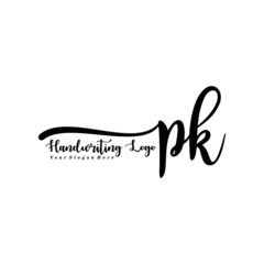 PK Letter Handwriting Vector. Black Handwriting Logo