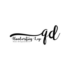 Fototapeta na wymiar QD Letter Handwriting Vector. Black Handwriting Logo