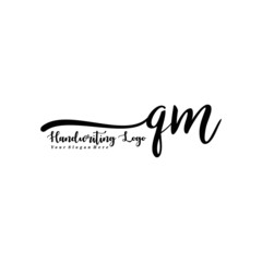 QM Letter Handwriting Vector. Black Handwriting Logo