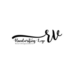 RV Letter Handwriting Vector. Black Handwriting Logo