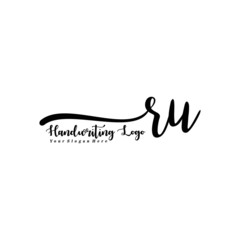 RU Letter Handwriting Vector. Black Handwriting Logo