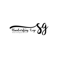 SG Letter Handwriting Vector. Black Handwriting Logo