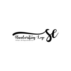 SE Letter Handwriting Vector. Black Handwriting Logo